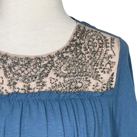 NWT Anthropologie S Deletta Josephine Wedgwood 3/4 Sleeve Blouse Top - Picture 10 of 10